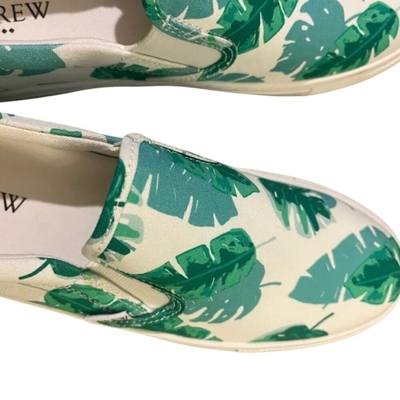 J.Crew Tropical Palm Leaf Print Slip-On Sneakers Canvas Summer Casual Shoes - Picture 3 of 7